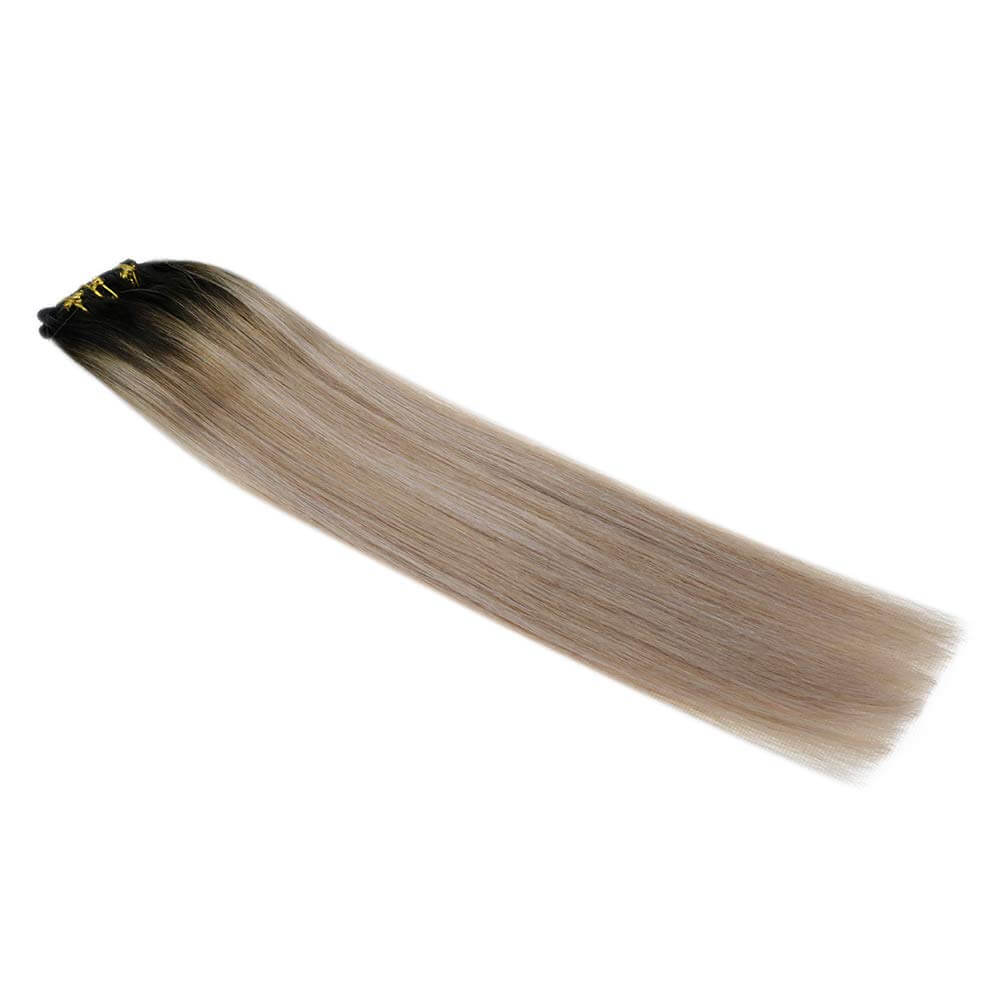 Up To 73% Off Clip in Extensions 100% Remy Human Hair Balayage Color (1B/18/12) - FShine Shop