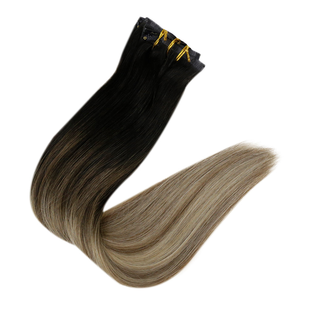 Fshine Clip in Extensions 100% Remy Human Hair 7pcs Balayage #2/8/2 - FShine Shop