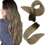 Fshine Sew in Weft 100% Remy Human Hair Bundle Balayage #3/8/22