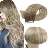 Fshine Virgin Hair Tape in Extensions Balayage Brown and Blonde #3/8/22