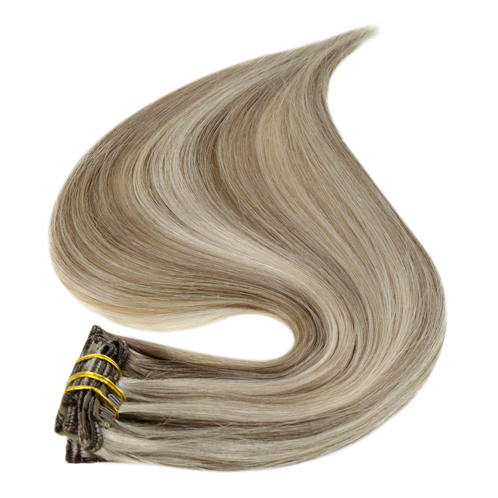 Fshine Clip in Extensions 100% Remy Human Hair 7pcs Highlight #8P/60 - FShine Shop