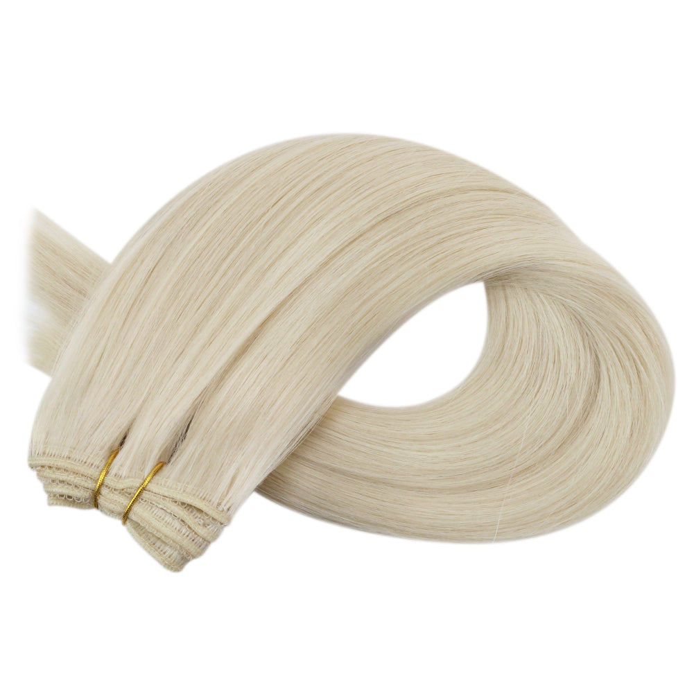 Fshine Virgin Weft Brazilian 100% Human Hair Sew In Bundles Straight 50Grams Color #60 Plautinum Blonde (#60) - FShine Shop