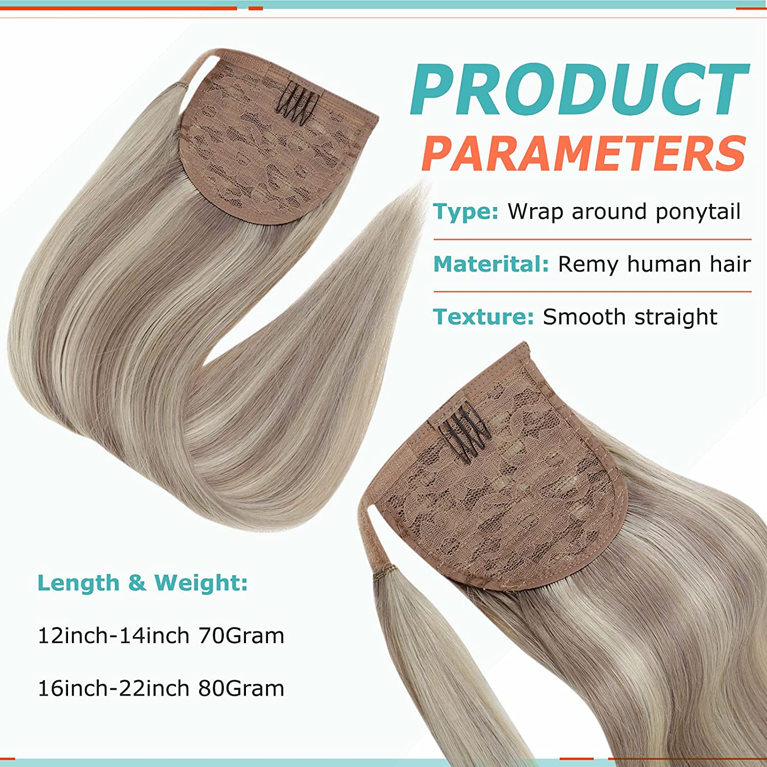 Ponytail 100% Remy Human Hair Extensions Highlighted Blonde(#18P613) - FShine Shop