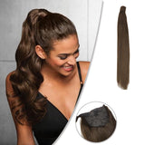 Ponytail 100% Remy Human Hair One Piece Extensions Medium Brown(#4)