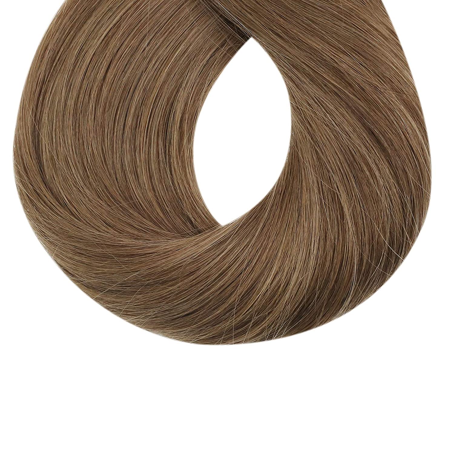 Fusion Nail U Tip Human Hair Extensions Brazilian Keratin Beads Medium Brown Hair (#8) - FShine Shop