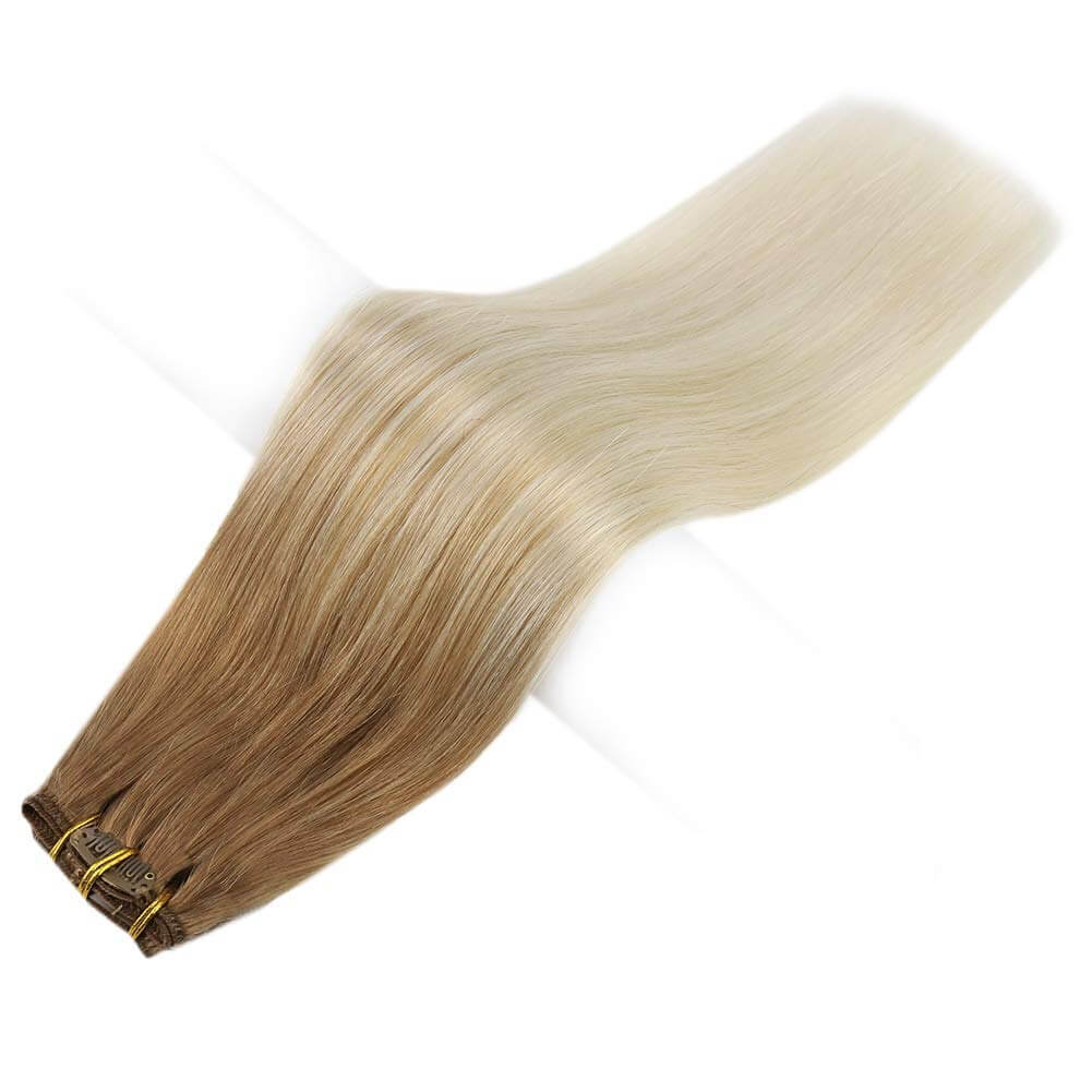 clip in real hair platinum blonde hair extensions
