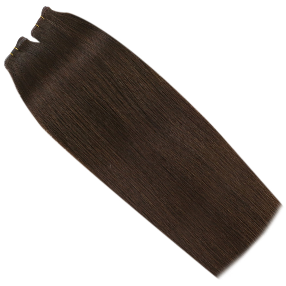 Fshine Virgin PU Sew In Hair Invisible 100% Remy Human Hair Weft Bundles Pure Color #2 - FShine Shop