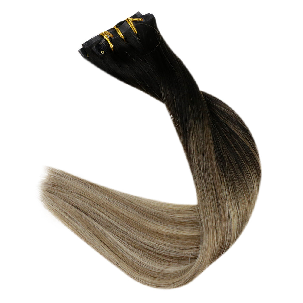 Fshine Clip in Extensions 100% Remy Human Hair 7pcs Balayage #2/8/2 - FShine Shop