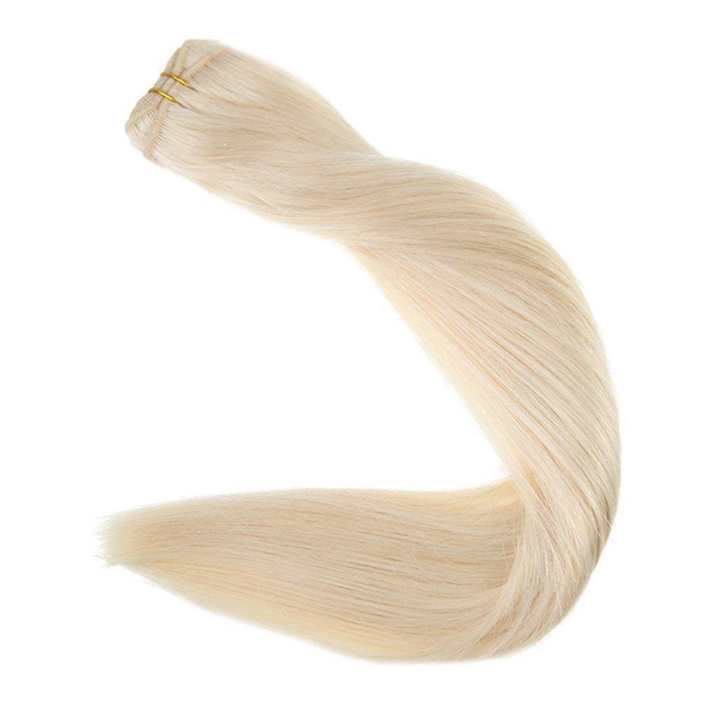 Fshine Virgin Weft Brazilian 100% Human Hair Sew In Bundles Straight 50Grams Color #60 Plautinum Blonde (#60) - FShine Shop