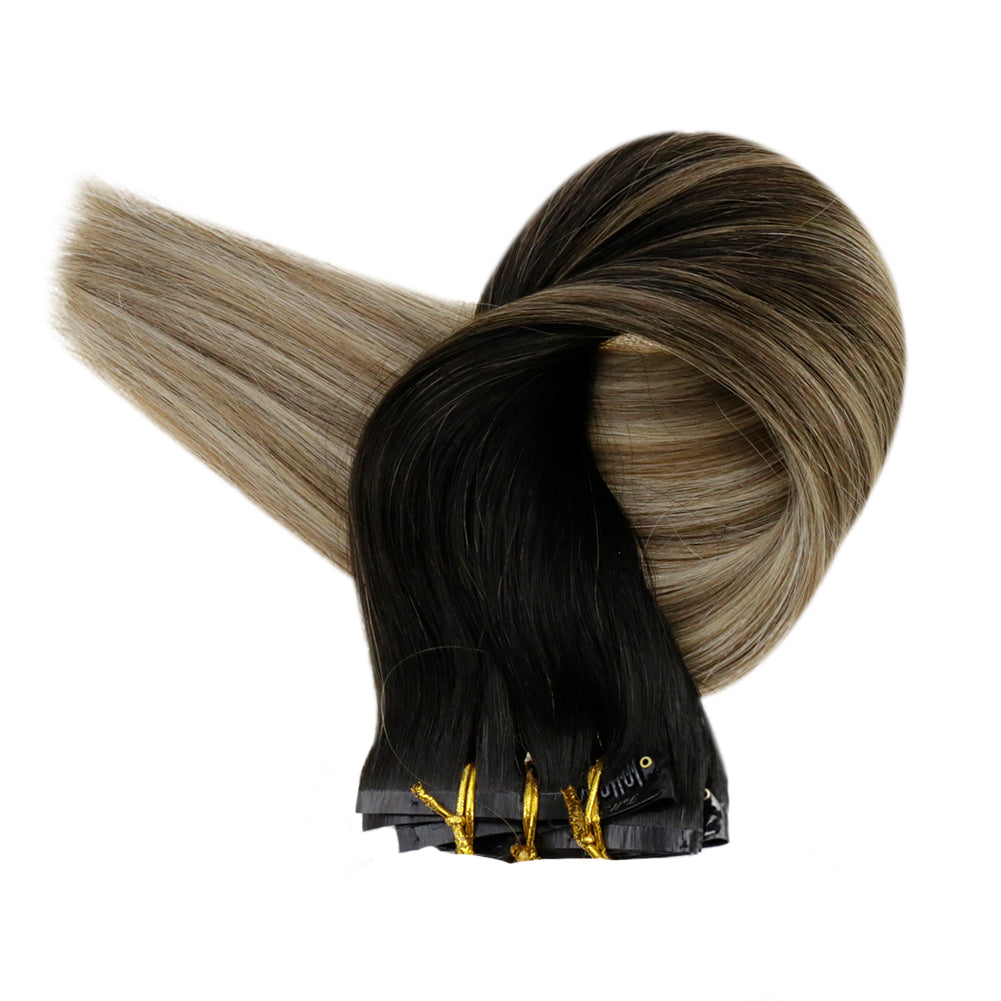 Fshine Clip in Extensions 100% Remy Human Hair 7pcs Balayage #2/8/2 - FShine Shop