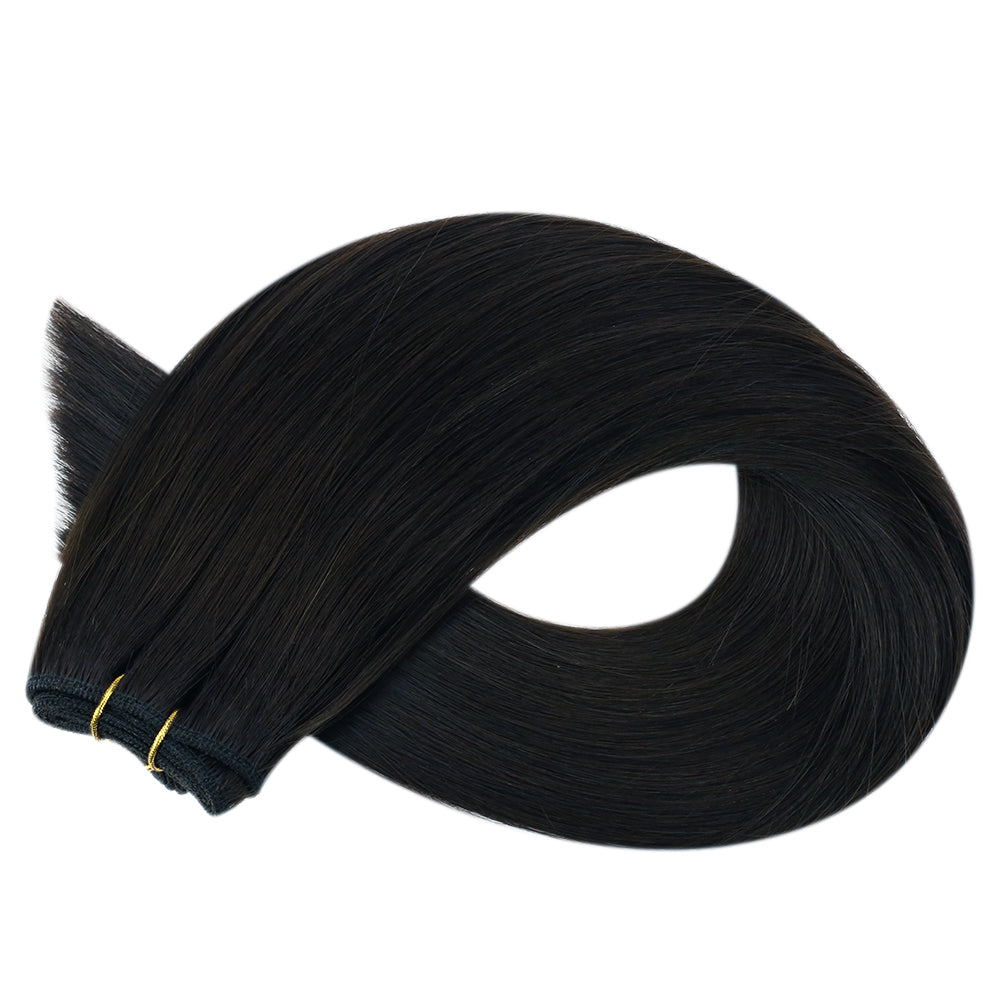 Fshine Virgin Weft Brazilian 100% Human Hair Sew In Bundles Straight 50Grams Jet Black (#1) - FShine Shop