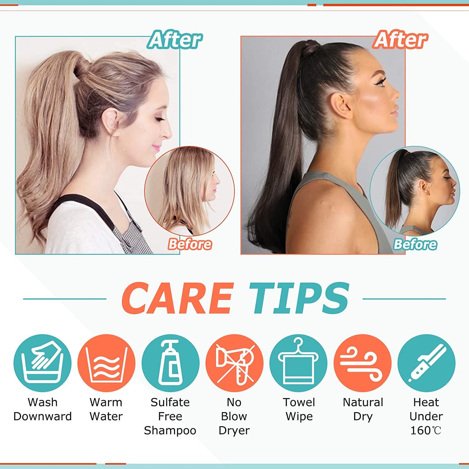 Ponytail 100% Remy Human Hair Extensions  Color 8 Ash Brown Highlight 60 Platinum Blonde(#8P60) - FShine Shop