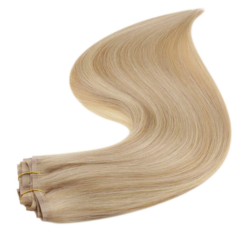 Fshine Clip in Extensions 100% Remy Human Hair 7pcs Ice Blonde #16/22 - FShine Shop