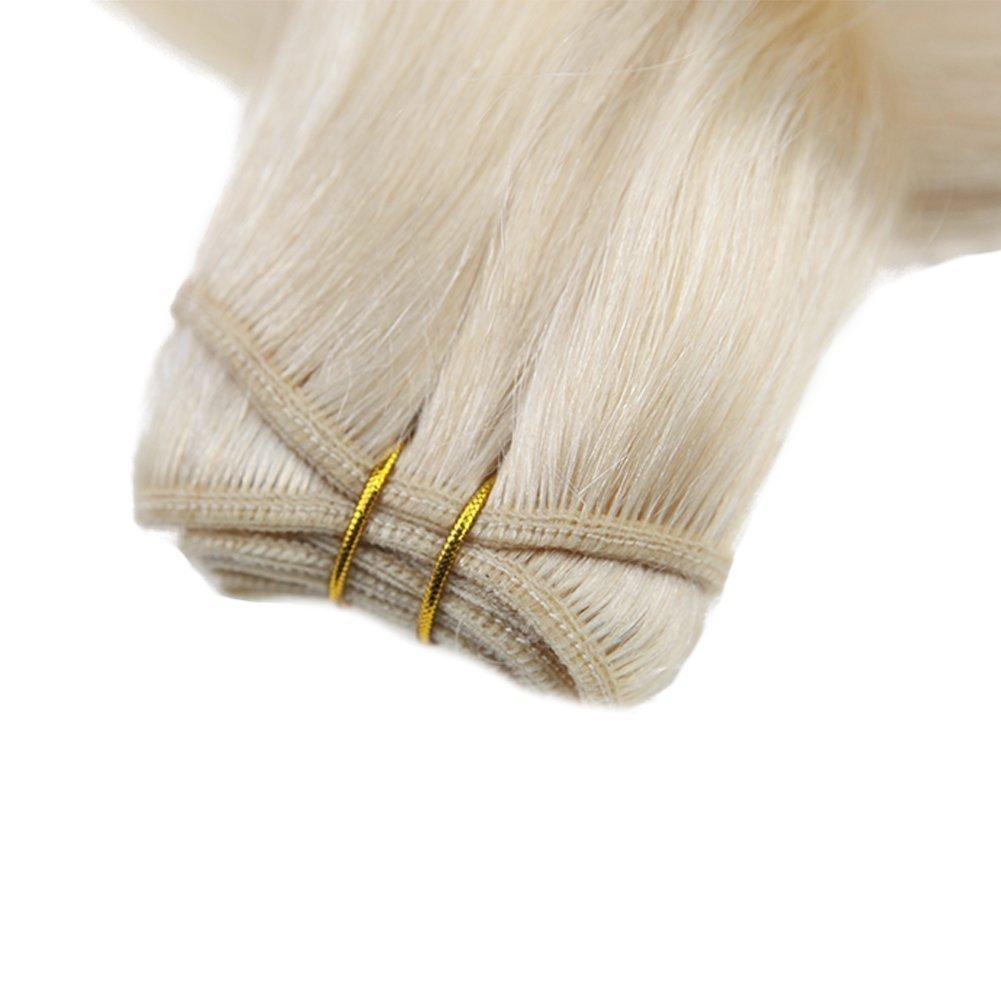 Fshine Virgin Weft Brazilian 100% Human Hair Sew In Bundles Straight 50Grams Color #60 Plautinum Blonde (#60) - FShine Shop