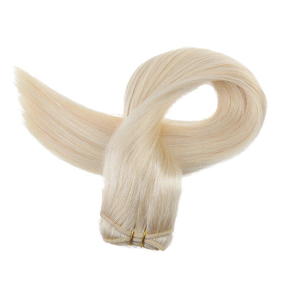 Fshine Virgin Weft Brazilian 100% Human Hair Sew In Bundles Straight 50Grams Color #60 Plautinum Blonde (#60) - FShine Shop