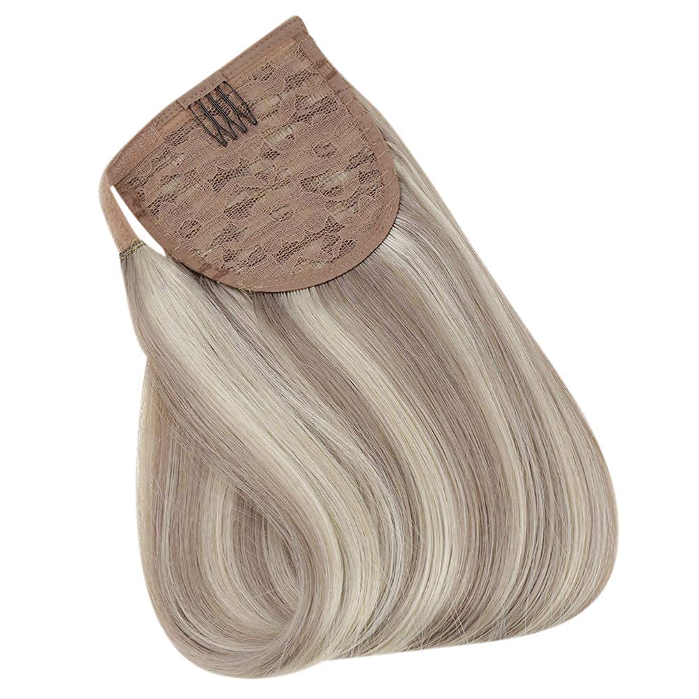 Ponytail 100% Remy Human Hair Extensions Highlighted Blonde(#18P613) - FShine Shop