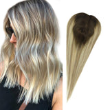 Toppers Hand-made Hairpiece For Women Balayage Color 12*6cm (#3/8/22)
