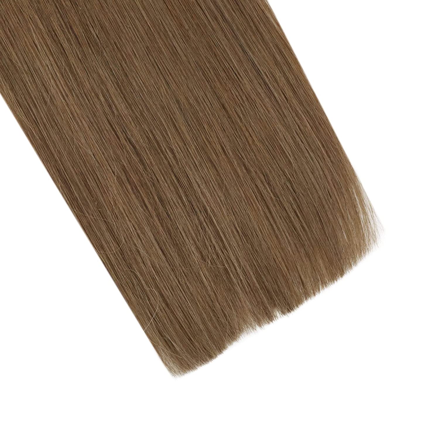 Fusion Nail U Tip Human Hair Extensions Brazilian Keratin Beads Medium Brown Hair (#8) - FShine Shop