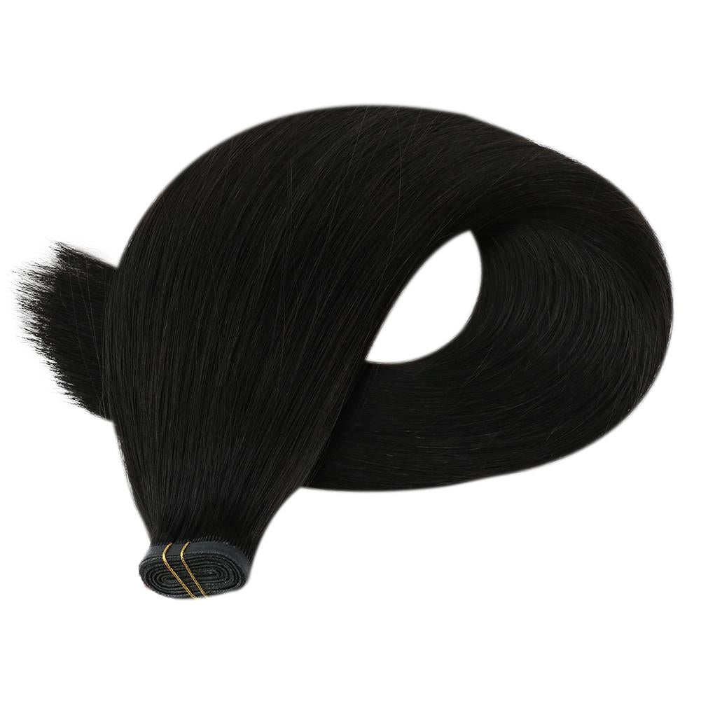 Fshine Virgin PU Sew In Hair Invisible 100% Remy Human Hair Weft Bundles Pure Color #1B - FShine Shop