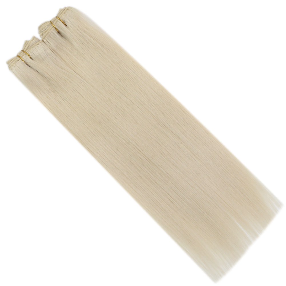Fshine Virgin Weft Brazilian 100% Human Hair Sew In Bundles Straight 50Grams Color #60 Plautinum Blonde (#60) - FShine Shop