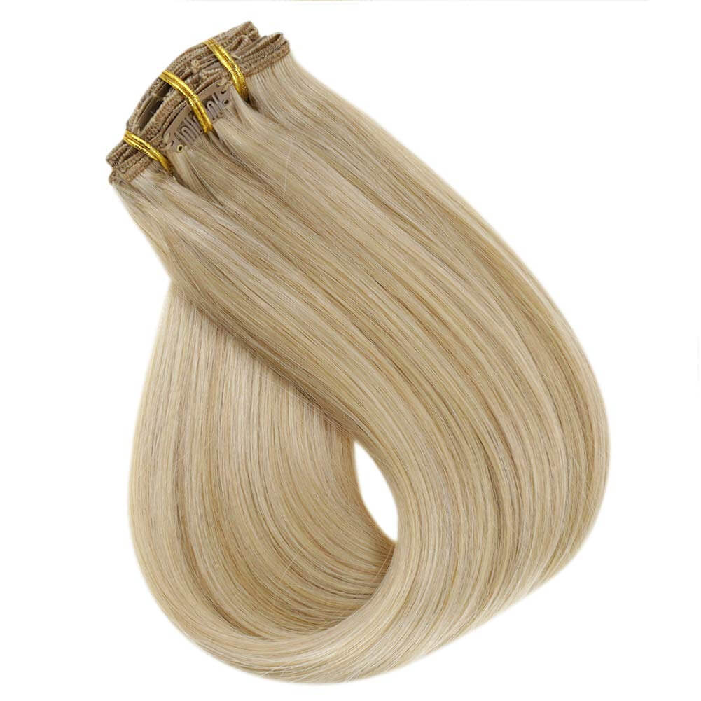 real hair extensions clip in human hair highlights