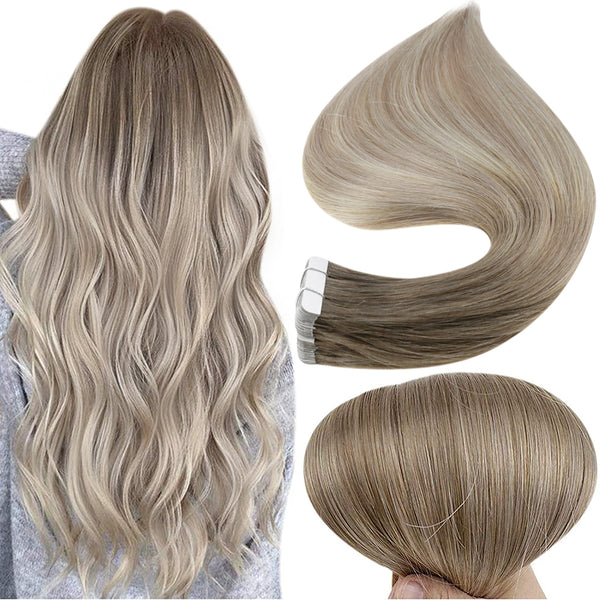 Tape in Hair Extensions Balayage Blonde #8/60/18 | Fshine Shop display picture 1