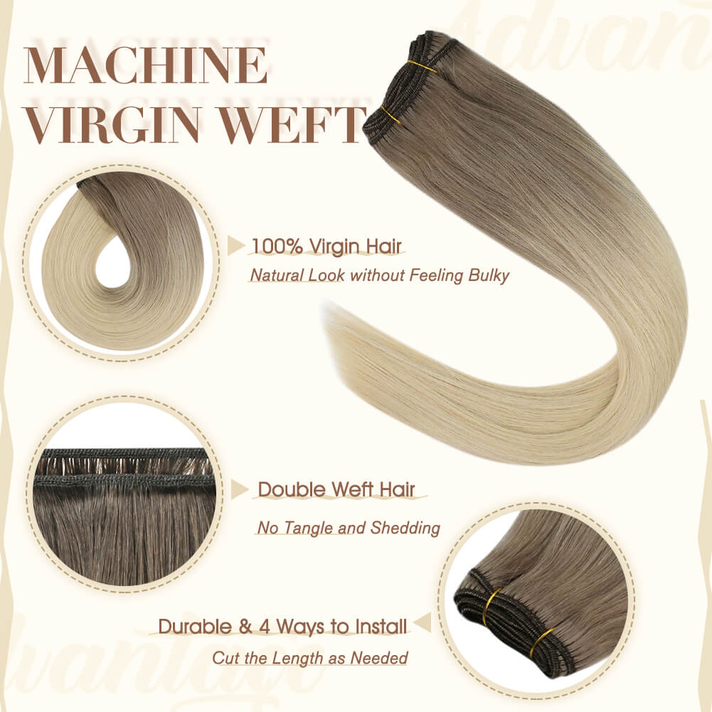 Virgin Sew In Weft Human Hair Balayage Color #8/60 - FShine Shop