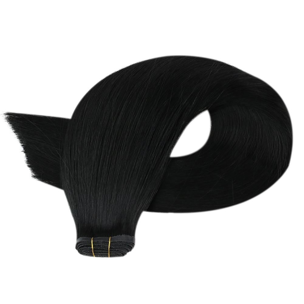 Fshine Virgin PU Sew In Hair Invisible 100% Remy Human Hair Weft Bundles Pure Color #1 - FShine Shop