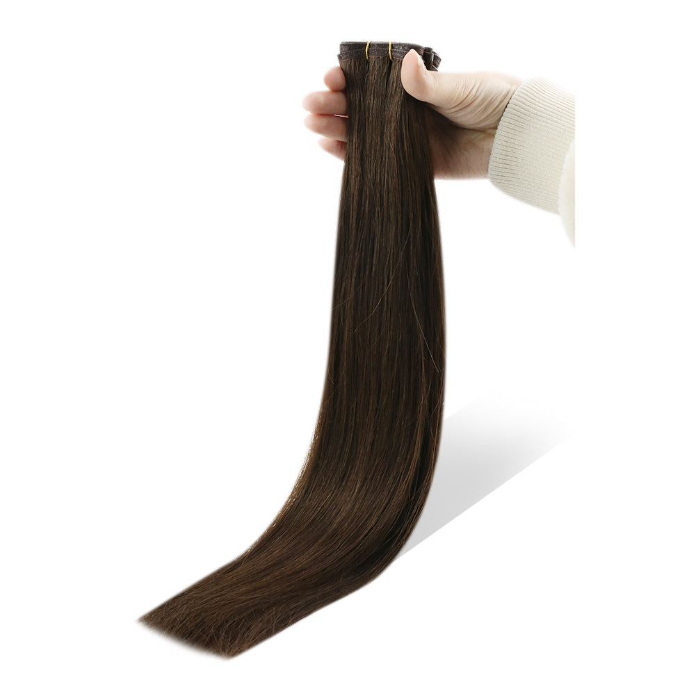 Fshine Virgin PU Sew In Hair Invisible 100% Remy Human Hair Weft Bundles Pure Color #2 - FShine Shop