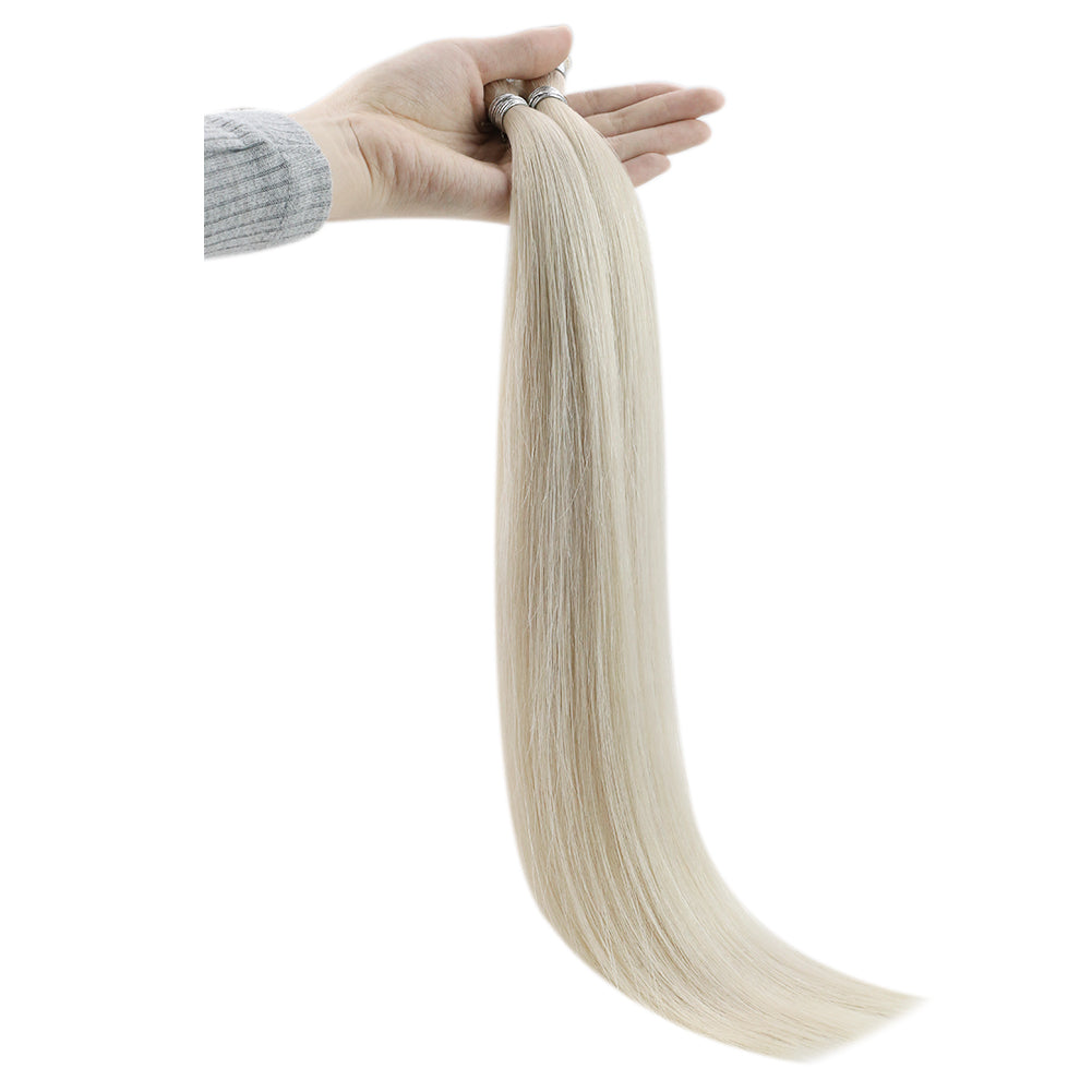 Fshine Handmade Virgin Hair Weft Solid Color White Blonde 100% Hair Sew In Weft Human Hair Bundles(#1000) - FShine Shop