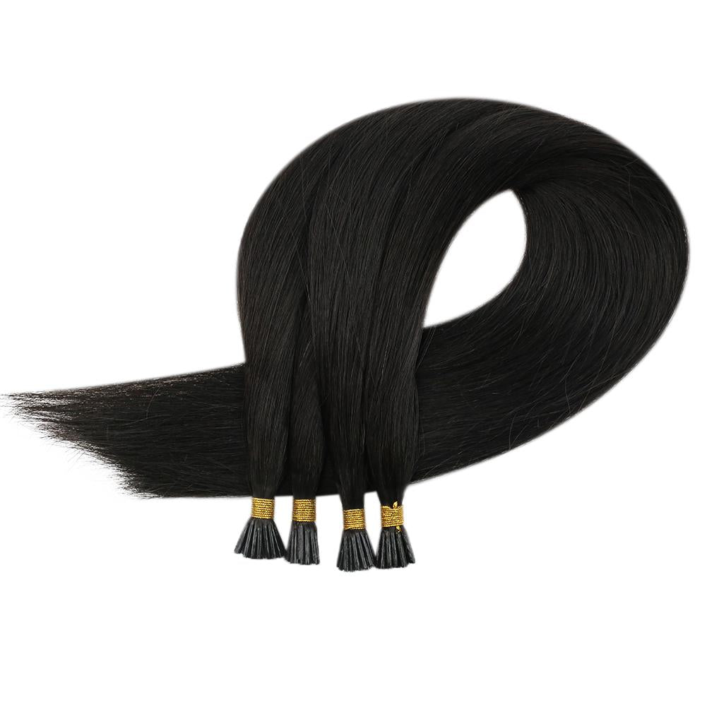 Fshine Virgin I Tip Real Human Hair 20g Hair Extensions Off Black (#1B) - FShine Shop