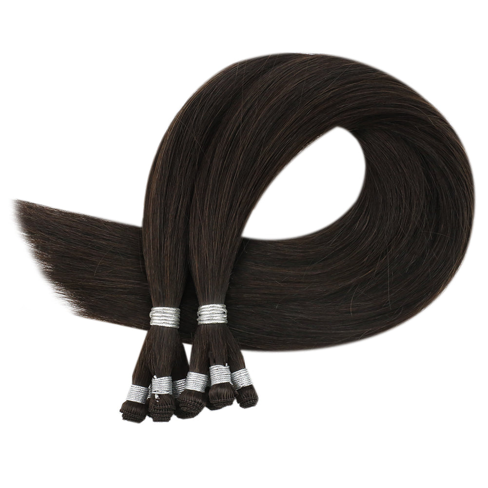 Fshine Handmade Virgin Hair Weft Solid Color Darkest Brown 100% Hair Sew In Weft Human Hair Bundles(#2) - FShine Shop