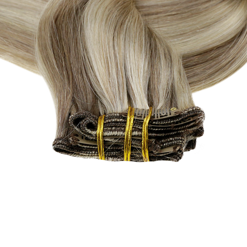 Fshine Clip in Extensions 100% Remy Human Hair 7pcs Highlight #8P/60 - FShine Shop