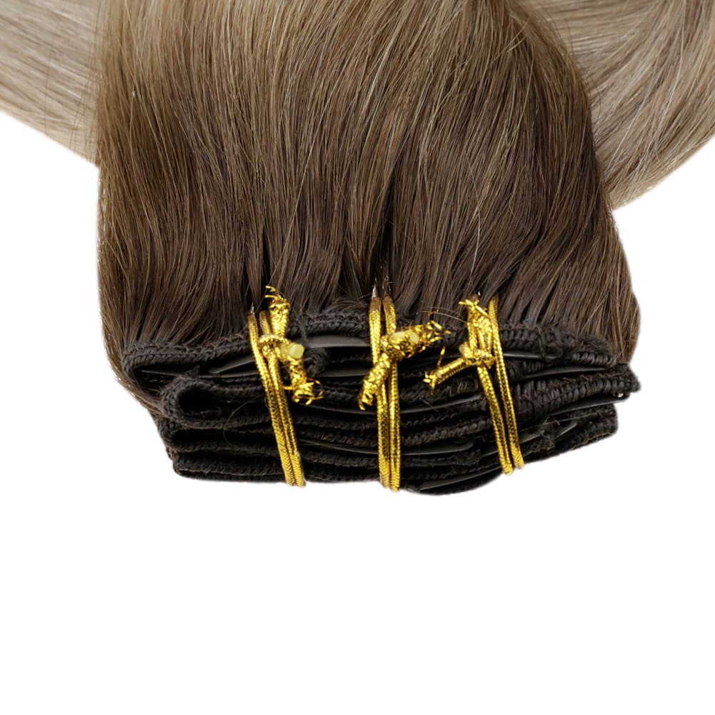 Fshine Clip in Extensions 100% Remy Human Hair 7pcs Balayage #3/8/22 - FShine Shop