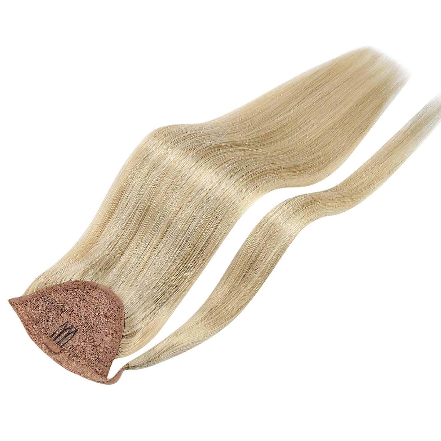 Ponytail 100% Remy Human Hair Extensions Highlighted Bleach Blonde(#27/613) - FShine Shop