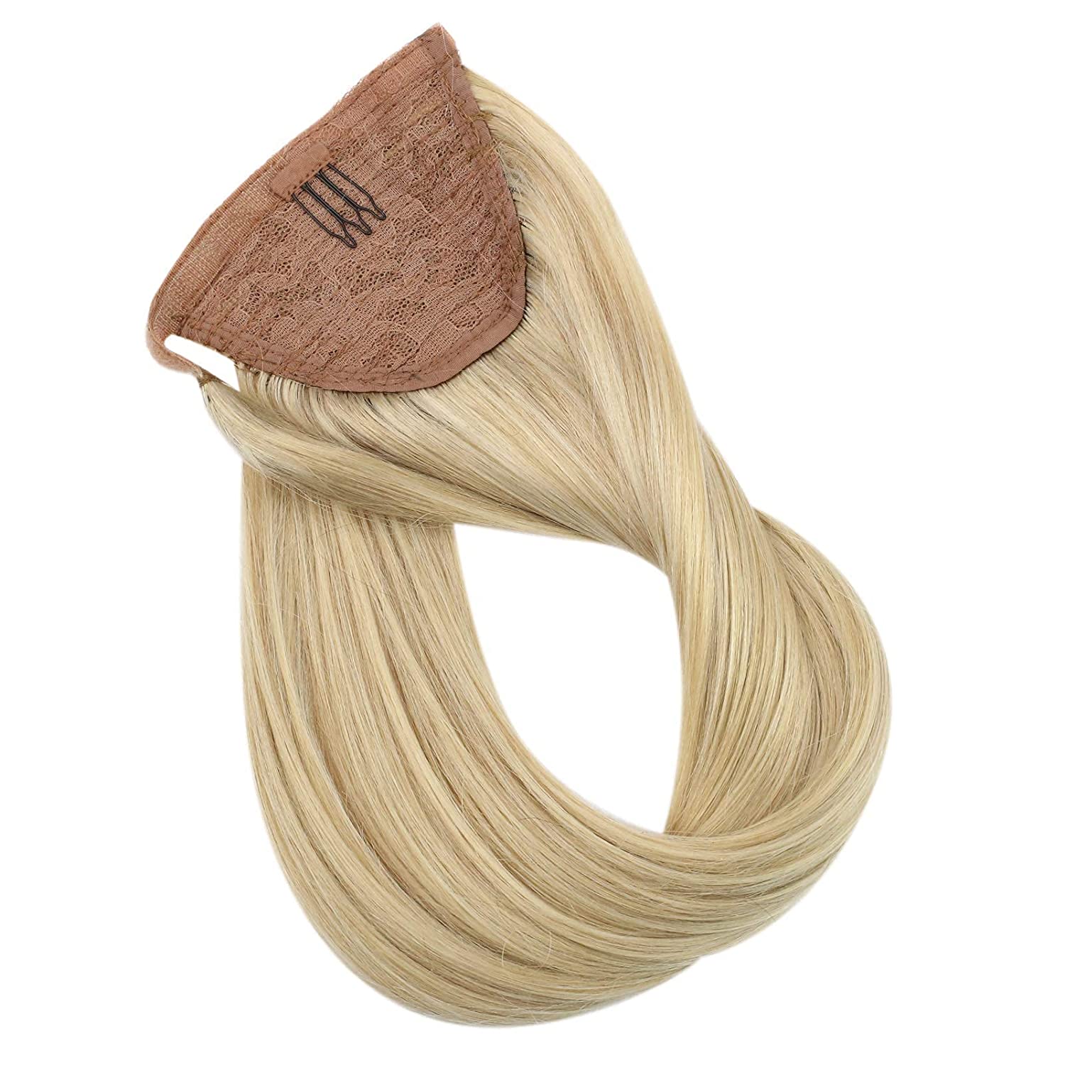 Ponytail 100% Remy Human Hair Extensions Highlighted Bleach Blonde(#27/613) - FShine Shop
