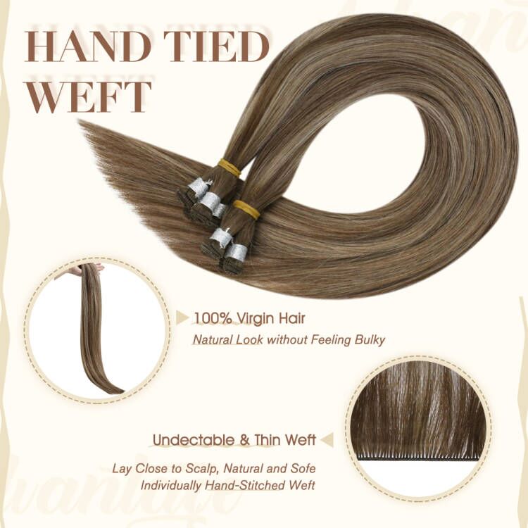 Fshine Virgin Hand Tied Weft Hair Balayage Color 100% Human Hair Bundles (#4/27/4) - FShine Shop