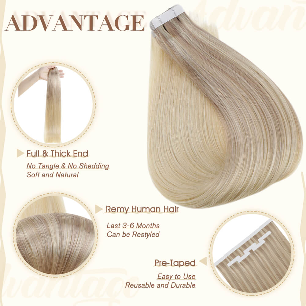 Fshine Tape in Hair Extensions 100% Remy Human Hair Balayage #18/22/60 - FShine Shop