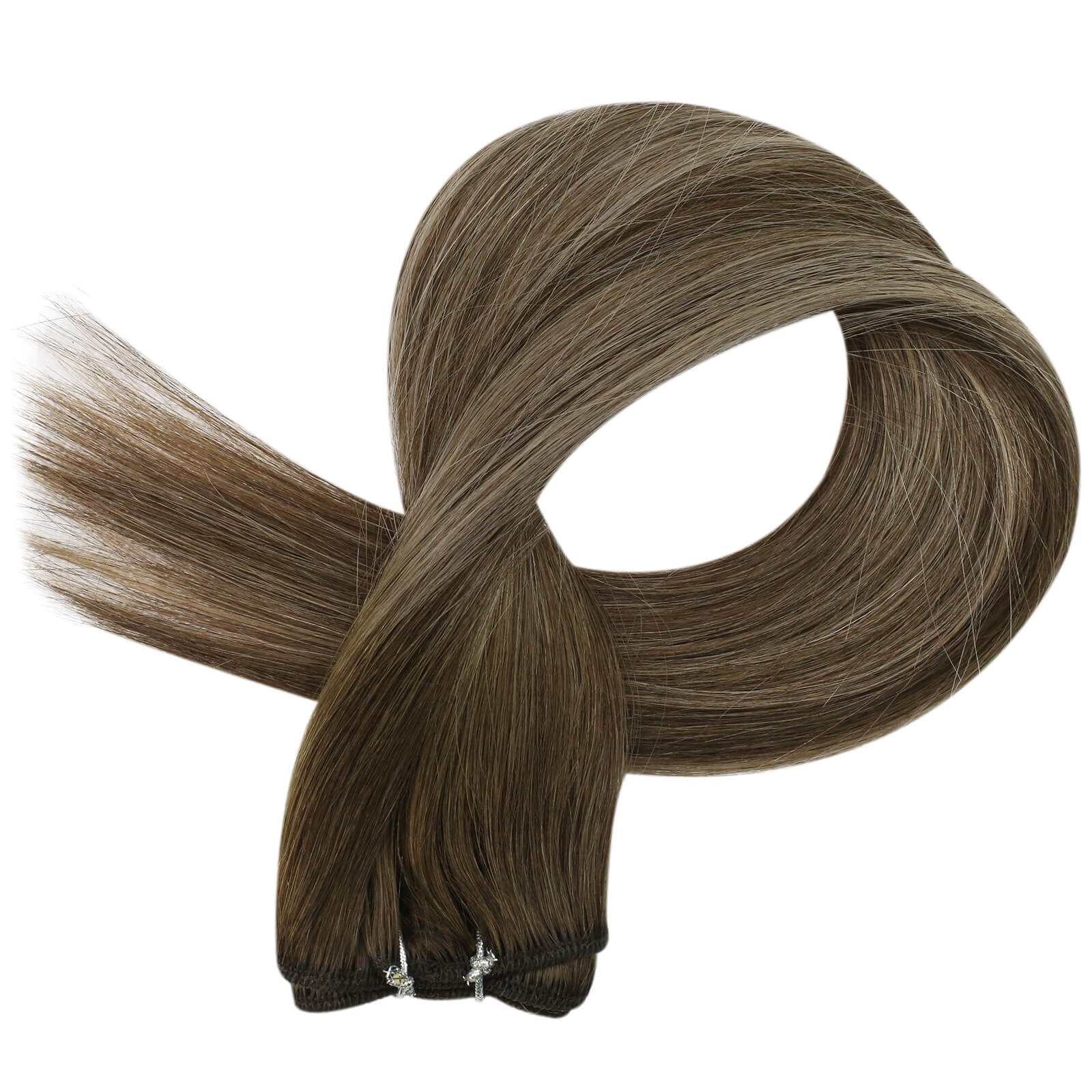 Virgin Sew In Weft Human Hair Extensions Dark Brown Balayage Color #4/27/4 - FShine Shop