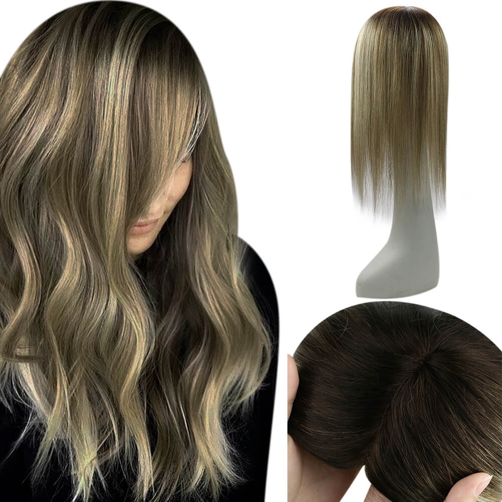 Lace Human Hair Toppers Wig Best Hairpieces For Women Hair Loss Thinning Bald Blonde Color #3/8/22 (13cm*13cm) - FShine Shop