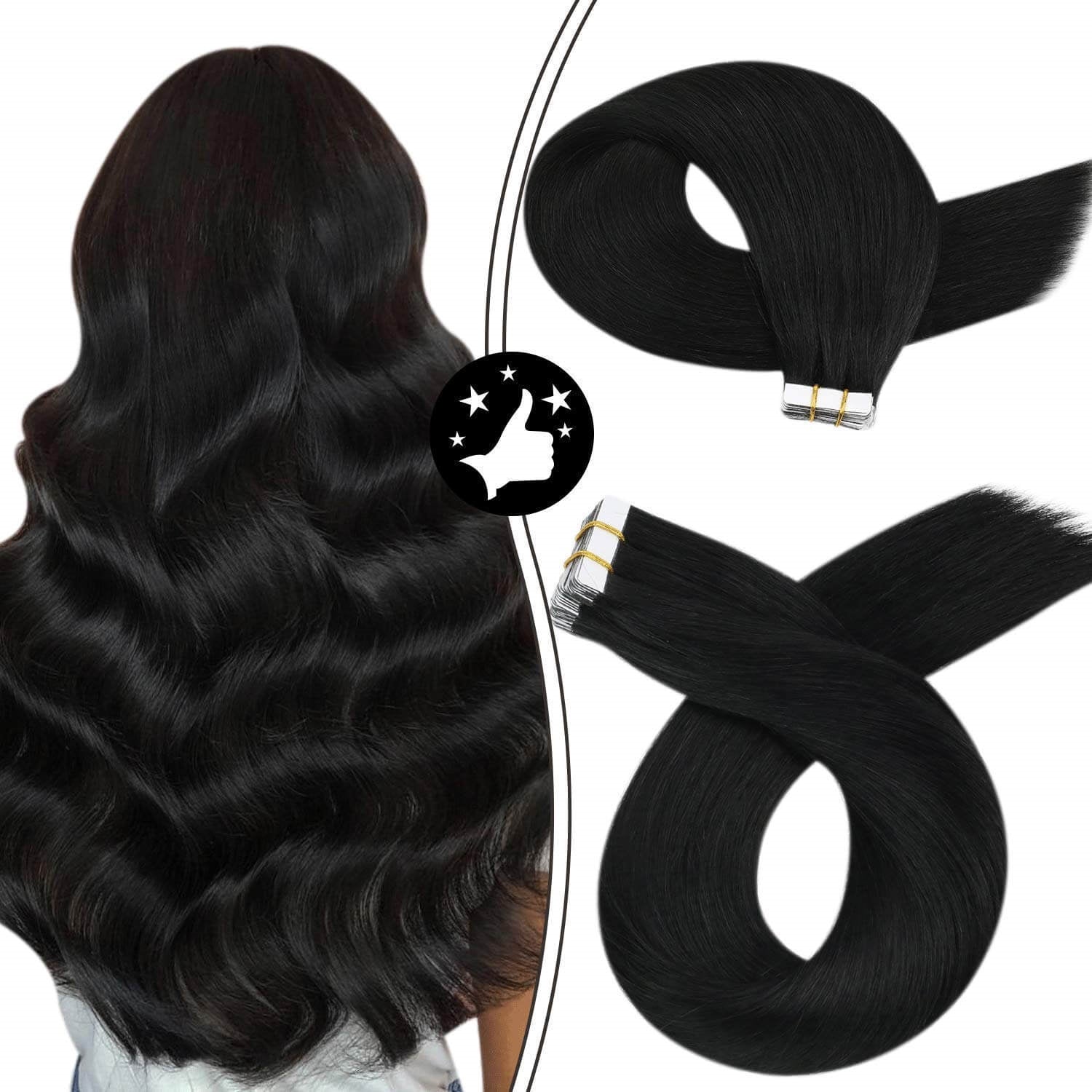 Clearance! Fshine Virgin Hair Tape in Extensions Human Hair Jet Black #1 - FShine Shop
