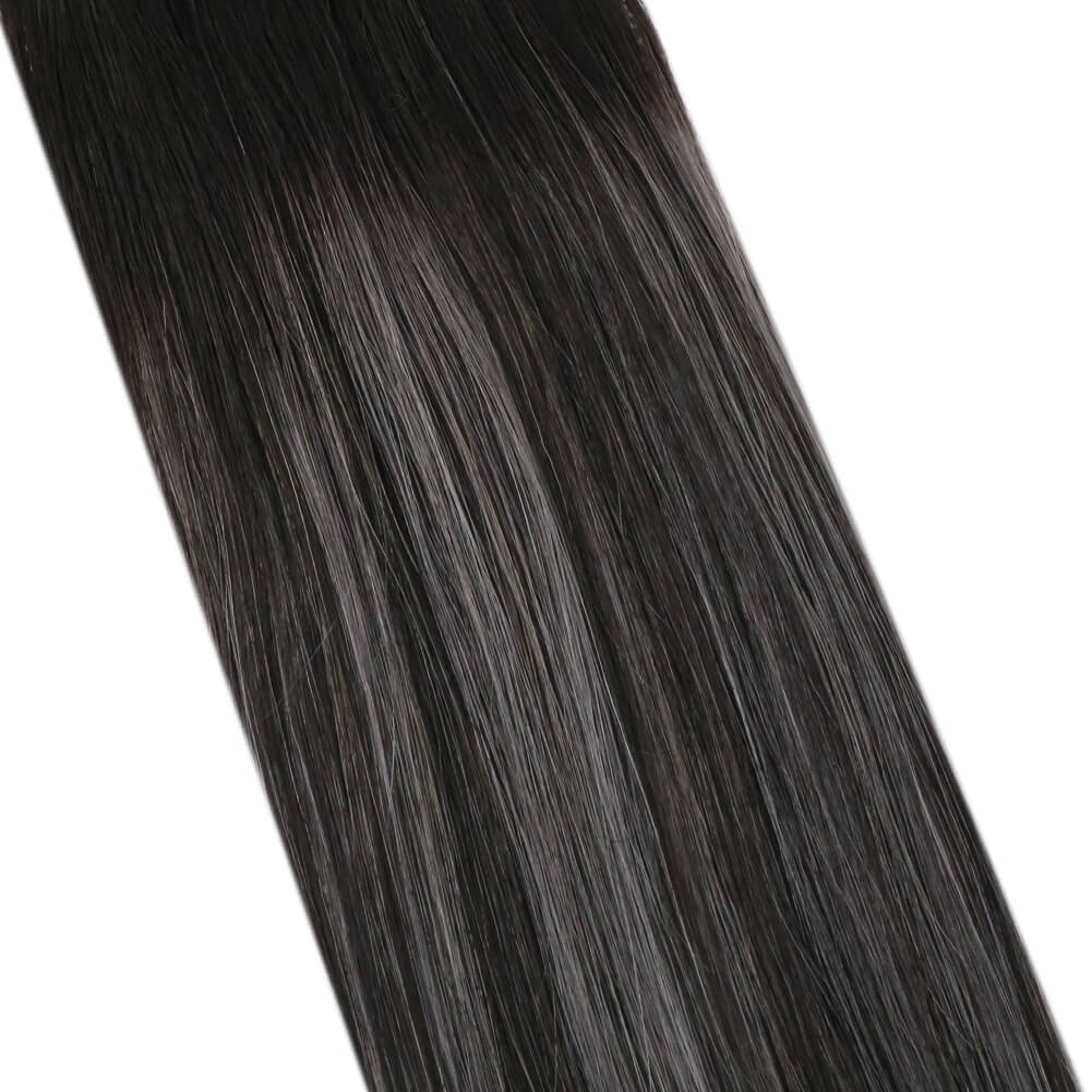 Fshine Sew in Weft 100% Remy Human Hair Balayage Highlights #1b/Silver/1b - FShine Shop
