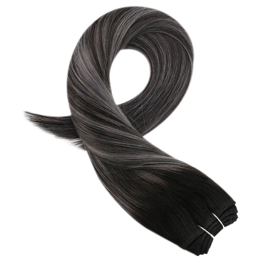 Fshine Sew in Weft 100% Remy Human Hair Balayage Highlights #1b/Silver/1b - FShine Shop