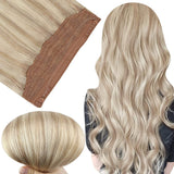 Fshine Halo Hair Extensions 100% Human Hair Invisible Wire Highlights #18/613