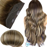 Fshine Halo Hair Extensions 100% Human Hair Balayage Highlights #4/24/4