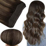 Fshine Halo Hair Extensions 100% Human Hair Brown Highlights #2/8/2