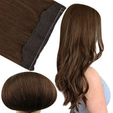 Fshine Halo Hair Extensions 100% Human Hair Invisible Dark Brown #4