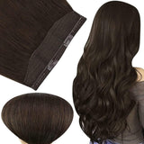 Fshine Halo Hair Extensions 100% Human Hair Invisible Darkest Brown #2