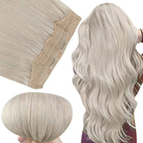 Fshine Halo Hair Extensions 100% Human Hair Invisible Ice Blonde #1000