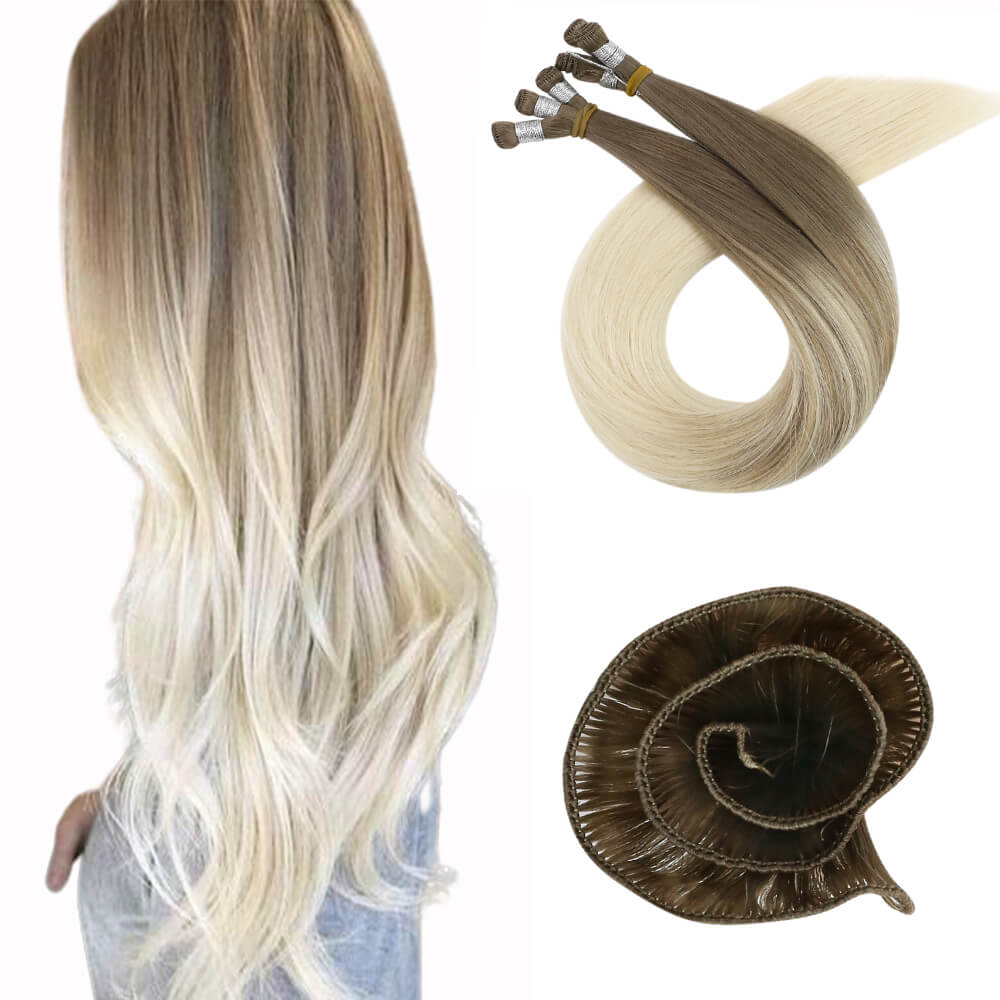 Fshine Virgin Hand Tied Weft Hair Balayage Color 100% Human Hair Bundles (#8/60) - FShine Shop